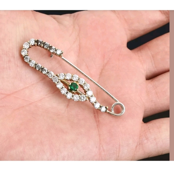 Kharma by Avelon Jewelry - Emerald & Topaz evil eye Sterling & Gold protection pin
